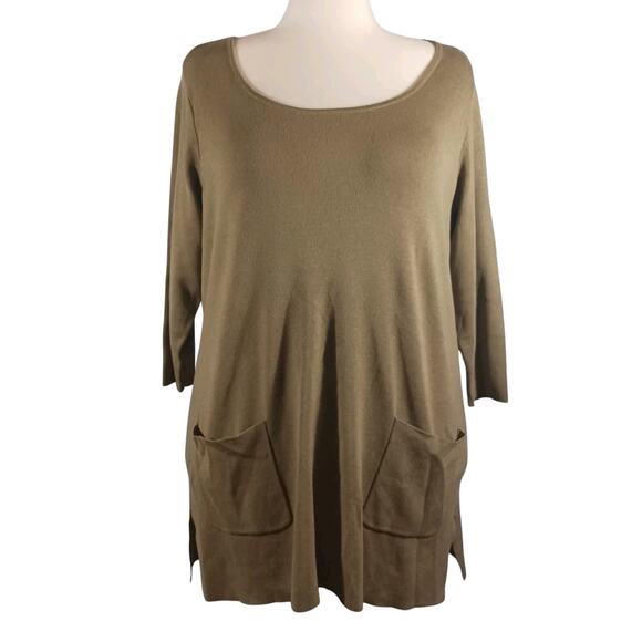 Whisper Knit by Louis Dell'Olio Women's 1X Knit Sweater Tunic Olive Green - Picture 1 of 9